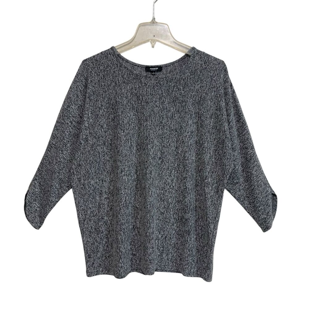 Premise Studio Knit Sweater Top Womens Size Large Gray 3/4 Dolmen Sleeve